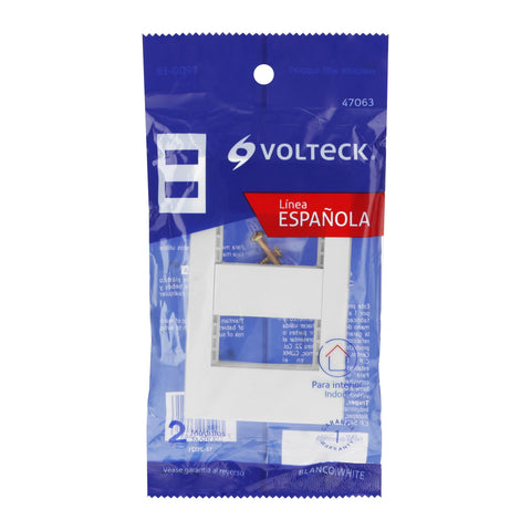 Placa 2 ventanas, 1 módulo, línea Española, color blanco | PPDO-EB | 47063