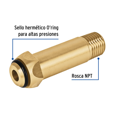 Punta pol de latón 1/4' x 5 cm, de rosca con O-ring, FOSET | POL-6RE | 47311