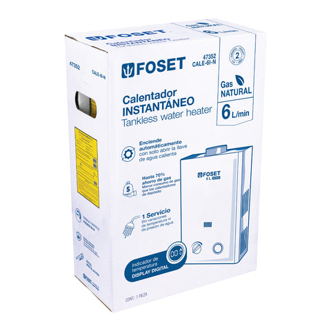 Calentador instantáneo, 6L, 1 servicio, gas natural, FOSET | CALE-6I-N | 47352