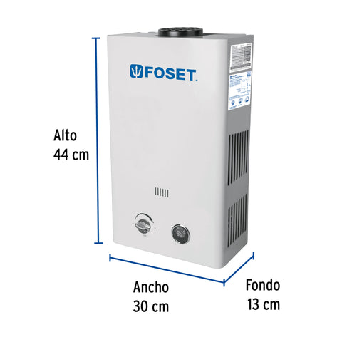 Calentador instantáneo, 6L, 1 servicio, gas natural, FOSET | CALE-6I-N | 47352