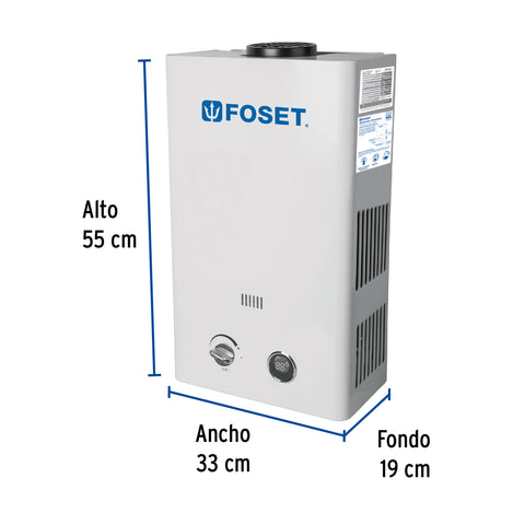 Calentador instantáneo, 11L, 2 servicios, gas natural, FOSET | CALE-11I-N | 47353