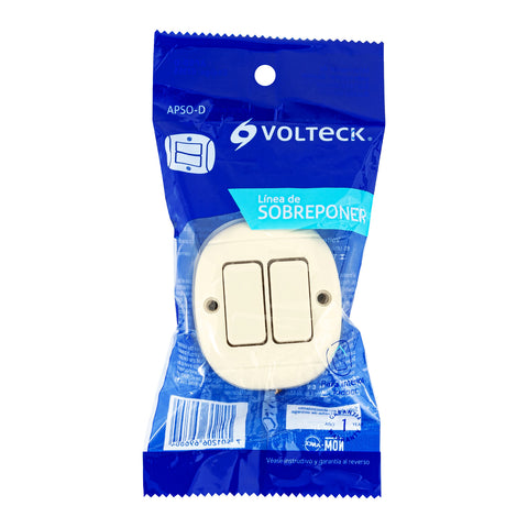 Interruptor de sobreponer dúplex, Volteck | APSO-D | 47355