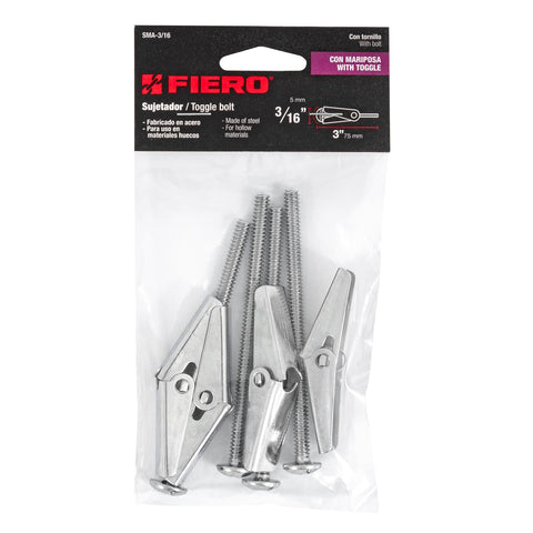 Bolsa con 4 sujetadores tipo mariposa de 3/16' x 3', FIERO | SMA-3/16 | 47359