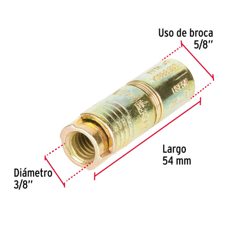 Caja con 50 taquetes expansivos de 3/8' sin tornillo, FIERO | TAE-3/8G | 47367