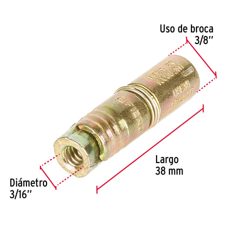 Bolsa con 4 taquetes expansivos de 3/16' sin tornillo, FIERO | TAE-3/16 | 47373