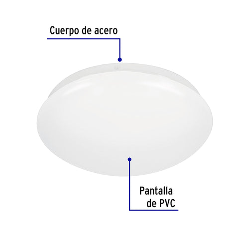 Luminario LED plafón decorativo 8W 6500K, liso, BASIC | PLA-100L | 47374