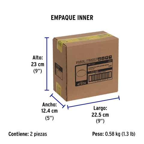 Luminario LED plafón decorativo 8W 6500K, liso, BASIC | PLA-100L | 47374