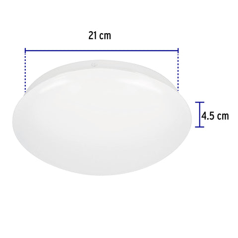 Luminario LED plafón decorativo 8W 6500K, liso, BASIC | PLA-100L | 47374