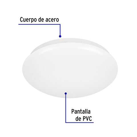 Luminario LED plafón decorativo 15W 6500K, liso, BASIC | PLA-101L | 47375