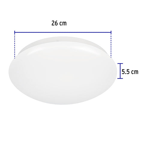 Luminario LED plafón decorativo 15W 6500K, liso, BASIC | PLA-101L | 47375