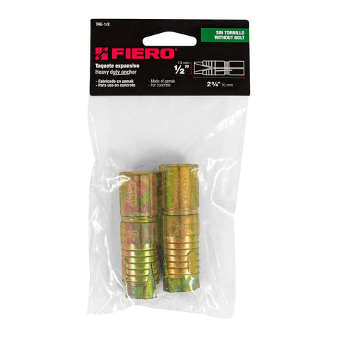 Bolsa con 2 taquetes expansivos de 1/2' sin tornillo, FIERO | TAE-1/2 | 47378