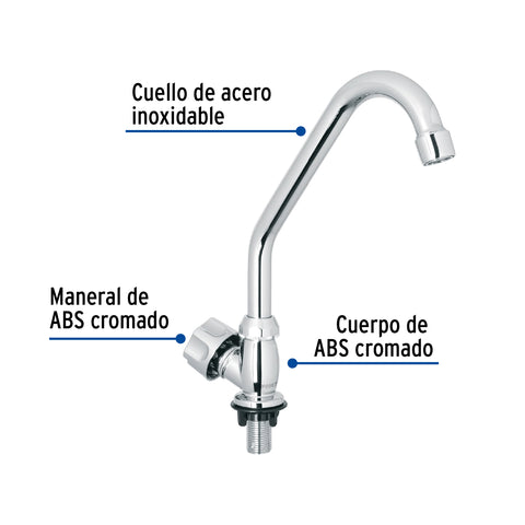 Llave individual fregadero,ABS,cuello corto,hexagonal, BASIC | FP-312 | 47379