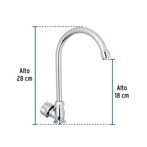 Llave individual fregadero,ABS,cuello curvo,hexagonal, BASIC | FP-314 | 47380