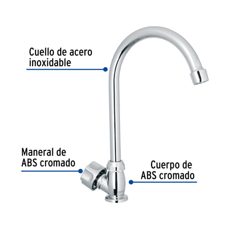Llave individual fregadero,ABS,cuello curvo,hexagonal, BASIC | FP-314 | 47380