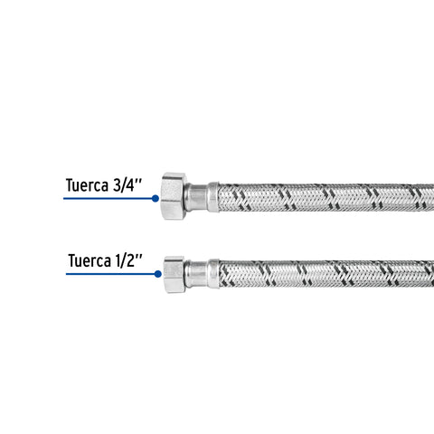 Manguera para boiler, acero inox, 1/2'x3/4', 150 cm, FOSET | FBO-12150X | 47426