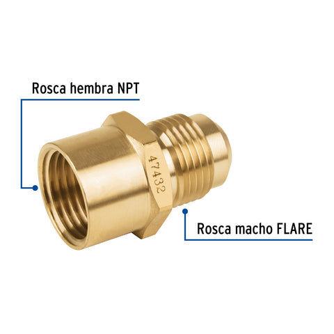 Niple campana de latón de 1/2' X 1/2', FOSET | CLG-495 | 47432