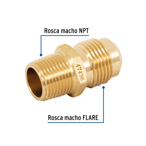 Niple terminal de latón de 1/2' X 3/8', FOSET | CLG-414 | 47436