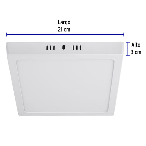 Luminario LED plafón 18W 6500K, cuadrado, blanco, VOLTECK | PLA-212L | 47444