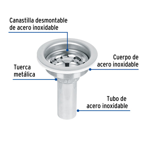 Contracanasta 3-1/2' inox, tubo inox, FOSET | CO-817 | 47452