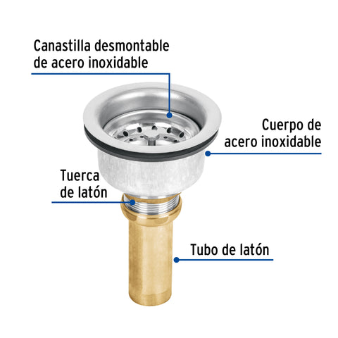 Contracanasta 3-1/2' inox, instalafácil, cpo profundo, FOSET | CO-823 | 47454
