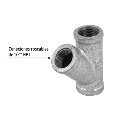 Yee sencilla 1/2' acero galvanizado, FOSET | CG-801 | 47473