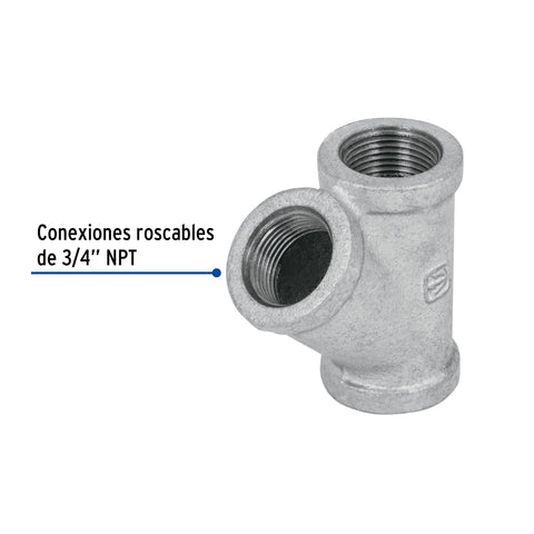 Yee sencilla 3/4' acero galvanizado, FOSET | CG-802 | 47474