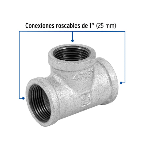 Tee sencilla 1' acero galvanizado, FOSET | CG-703 | 47487