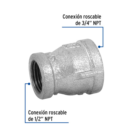 Reducción campana acero galvanizado 3/4' x 1/2', FOSET | CG-291 | 47506