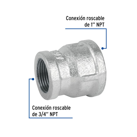 Reducción campana acero galvanizado 1' x 3/4', FOSET | CG-292 | 47507