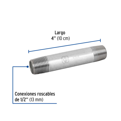Niple de acero galvanizado 1/2' x 4', FOSET | CG-403 | 47518
