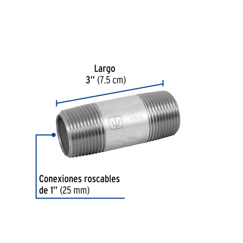 Niple de acero galvanizado 1' x 3', FOSET | CG-417 | 47532
