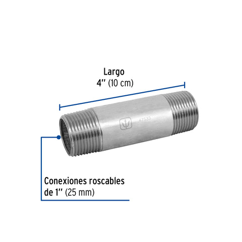 Niple de acero galvanizado 1' x 4', FOSET | CG-418 | 47533