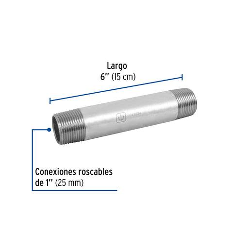 Niple de acero galvanizado 1' x 6', FOSET | CG-419 | 47534