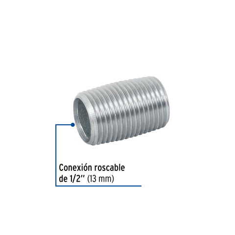Niple de acero galvanizado 1/2' cuerda corrida, FOSET | CG-471 | 47536