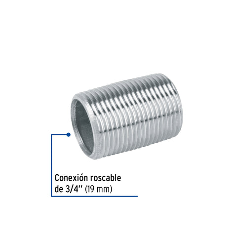Niple de acero galvanizado 3/4' cuerda corrida, FOSET | CG-472 | 47537