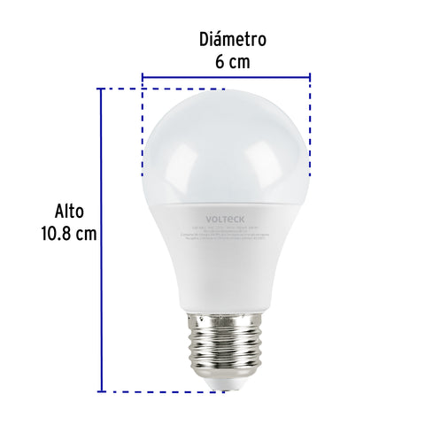 Lámpara LED A19 9 W (equiv. 60 W), luz cálida, caja, Volteck | LED-60CC | 47547