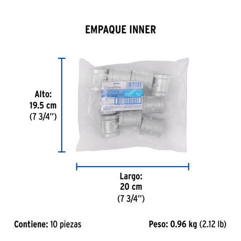Cople reforzado de acero galvanizado de 3/4', FOSET | CG-202 | 47551