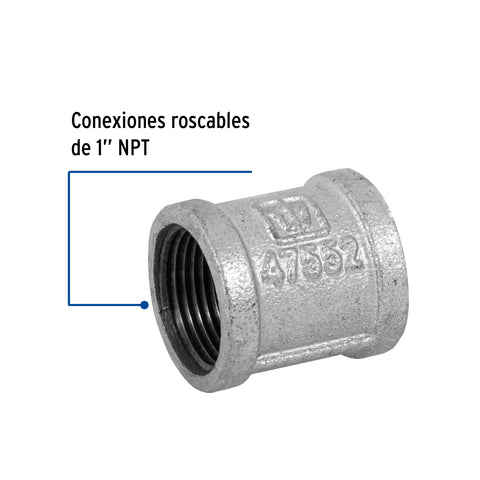 Cople reforzado de acero galvanizado de 1', FOSET | CG-203 | 47552