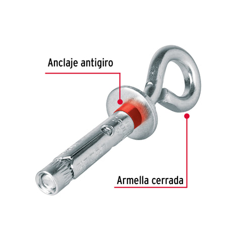 Bolsa con 4 taquetes expansivos 8x50 mm con armella cerrada | TAE-8X45C | 47560