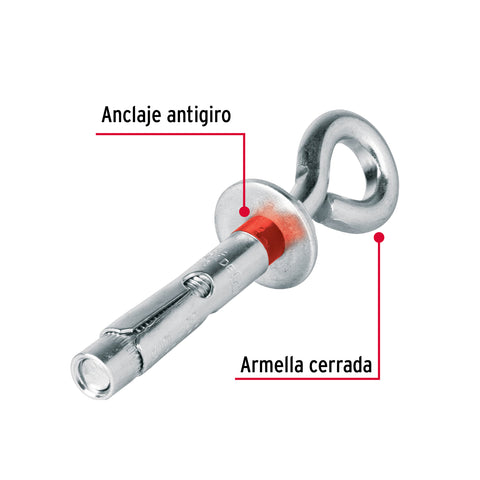 Bolsa con 4 taquetes expansivos 10x65 mm con armella cerrada | TAE-10X60C | 47561