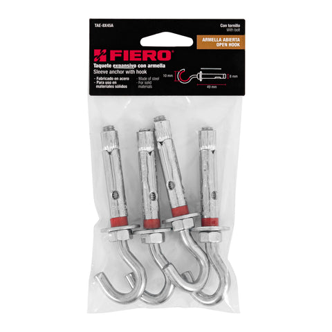 Bolsa con 4 taquetes expansivos 8x50 mm con armella abierta | TAE-8X45A | 47564