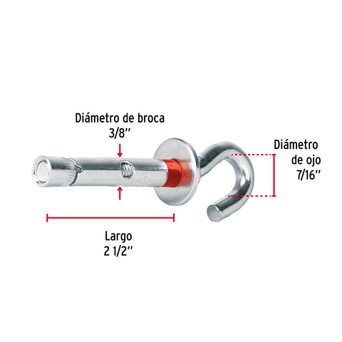 Bolsa con 4 taquetes expansivos 10x65 mm con armella abierta | TAE-10X60A | 47565