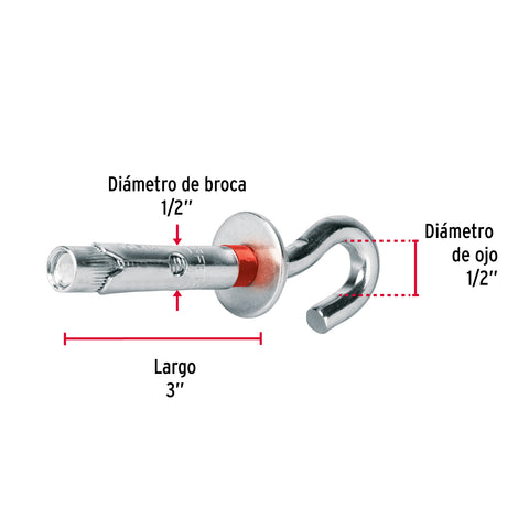 Bolsa con 2 taquetes expansivos 12x75 mm con armella abierta | TAE-12X70A | 47566