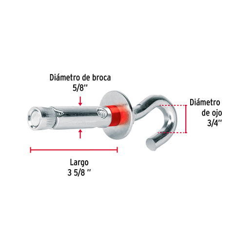 Bolsa con 2 taquetes expansivos 16x90 mm con armella abierta | TAE-16X80A | 47567