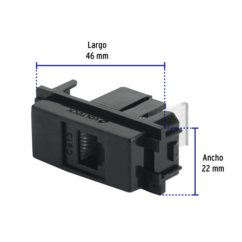 Toma de teléfono, línea Italiana, color negro, Volteck | TE-IN | 47611