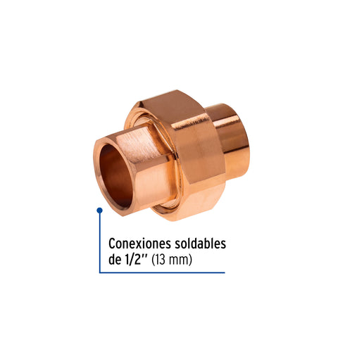 Tuerca unión de cobre de 1/2', FOSET BASIC | CC-971B | 47622