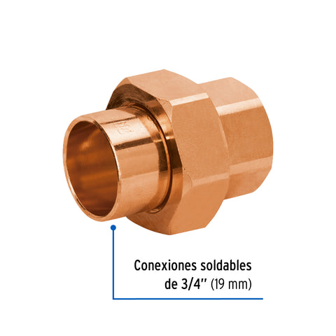 Tuerca unión de cobre de 3/4', FOSET BASIC | CC-972B | 47623