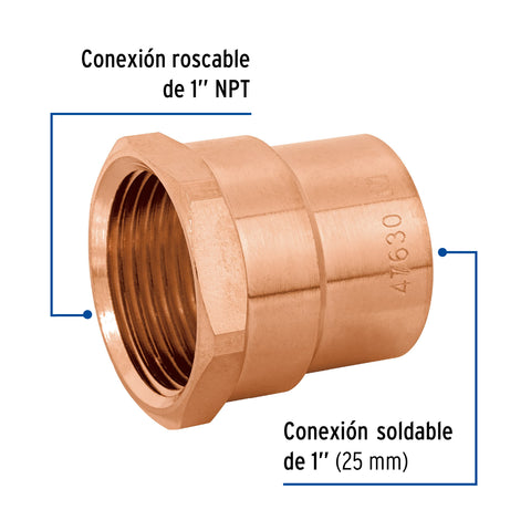 Conector de cobre de rosca interior 1', FOSET BASIC | CC-603B | 47630