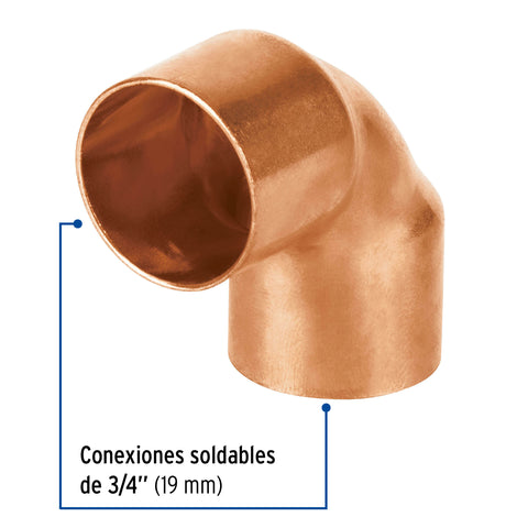 Codo 90° de cobre 3/4', FOSET BASIC | CC-562B | 47632