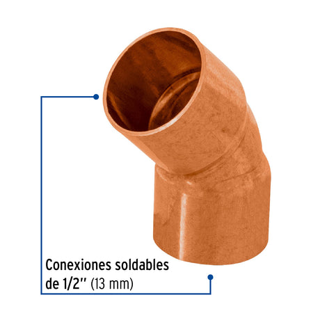 Codo 45° de cobre 1/2', FOSET BASIC | CC-861B | 47634